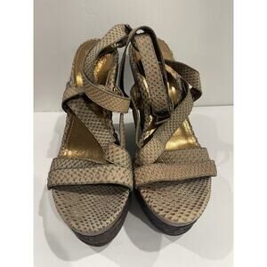 Fergie Womens Gladiator Strappy RUSHER Platform Dark Beige Tones size 10
